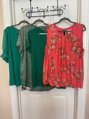 Set of Four Tops - XXL Green and Coral